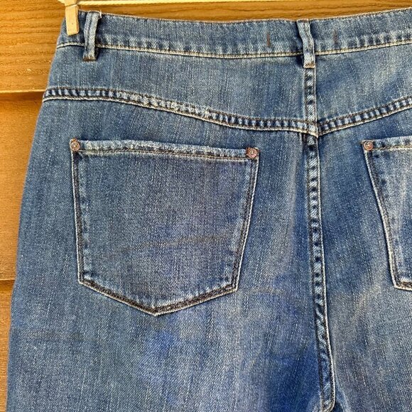 Free People Blue Denim Straight Cropped Boyfriend Style Jeans Size 30 - Picture 12 of 13